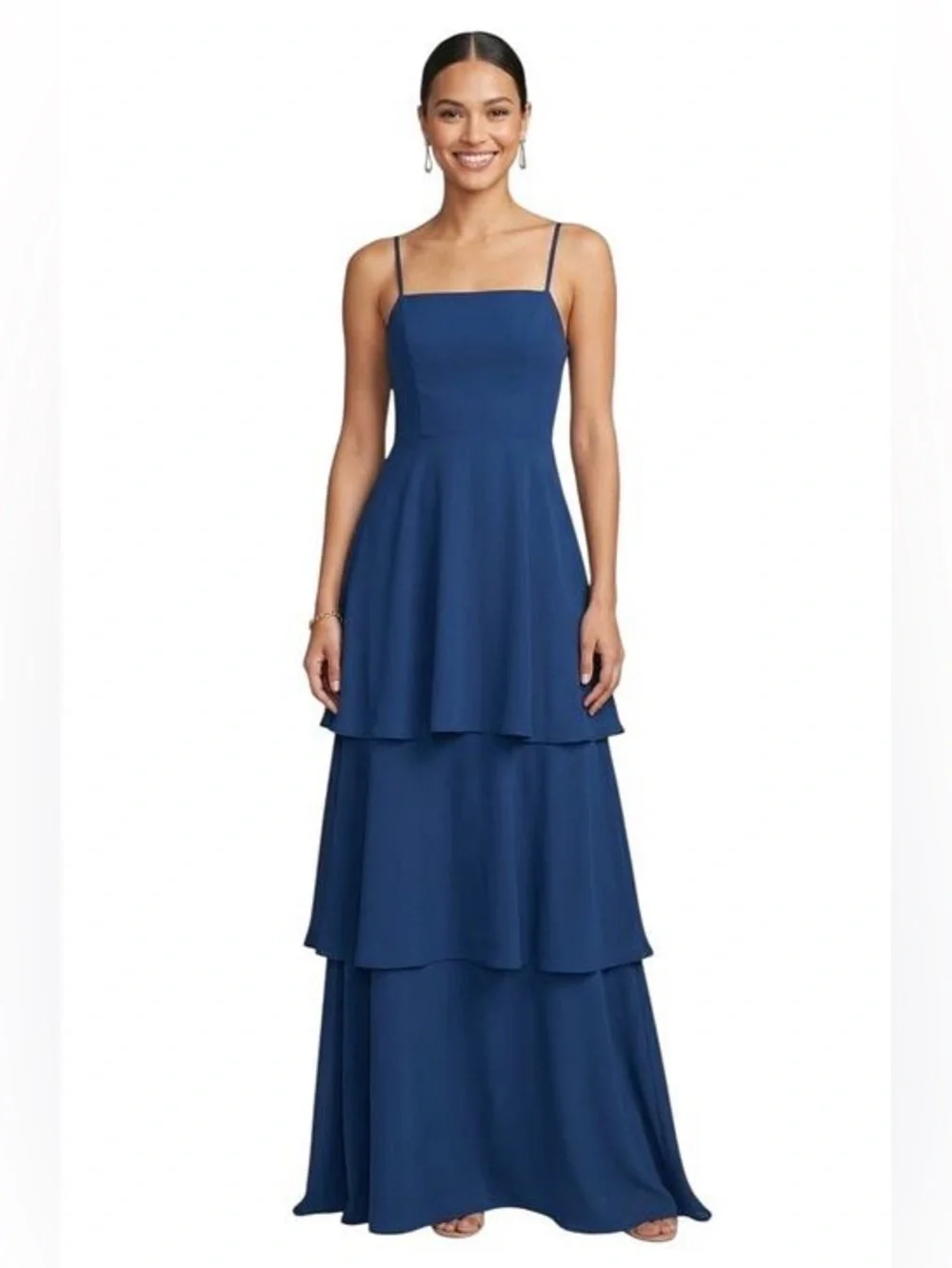 NWT Show Me Your Mumu Calypso Ruffle Tiered Dress M Medium Navy Blue Open Back